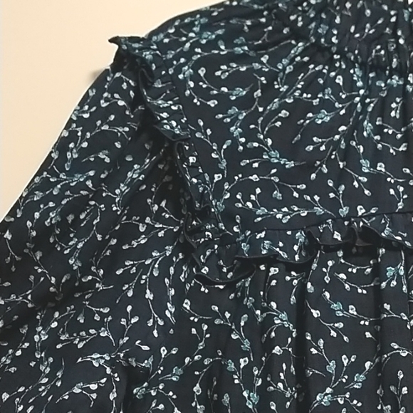 a.n.a Long Sleeve Stand Collar Blouses Blue Spring Floral XL - Picture 4 of 11